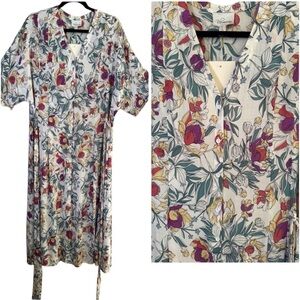 Blu HEAVEN Floral Print Midi Dress - Multicolor, Lightweight Women's Sz L NWT